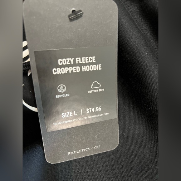 Fabletics, cozy fleece cropped, holiday naughty hoodie, large new with tags - Picture 5 of 5